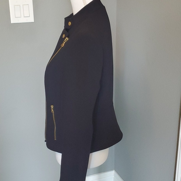 Navy moto jacket slight peplum sz 2 - Picture 5 of 7